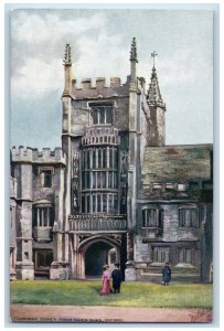 c1910 Founders Tower from Inner Quad Oxford England Oilette Tuck Art Postcard 