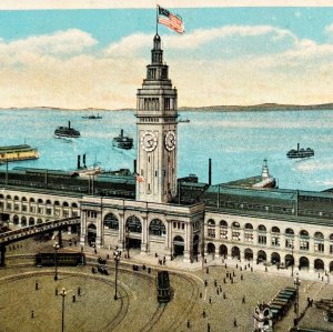 Ferry Building California Postcard San Francisco Bay Area c1950-60s PCBG8A
