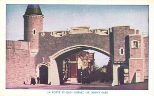 Vintage Postcard Porte St-Jean St. John's Entrance Gate Quebec Canada CAN