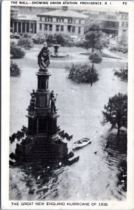 Postcard RI Providence - The Mall Union Station Great New England Hurricane