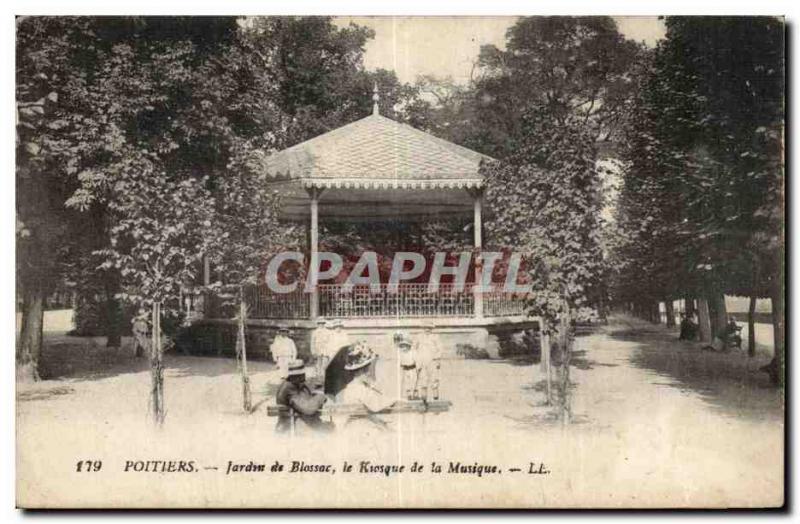 Poitiers Postcard Old Garden Blossac the music kiosk