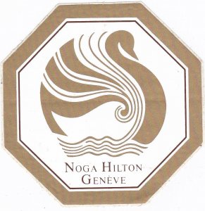 Switzerland Geneva Noga Hilton Hotel Vintage Luggage Label sk3593