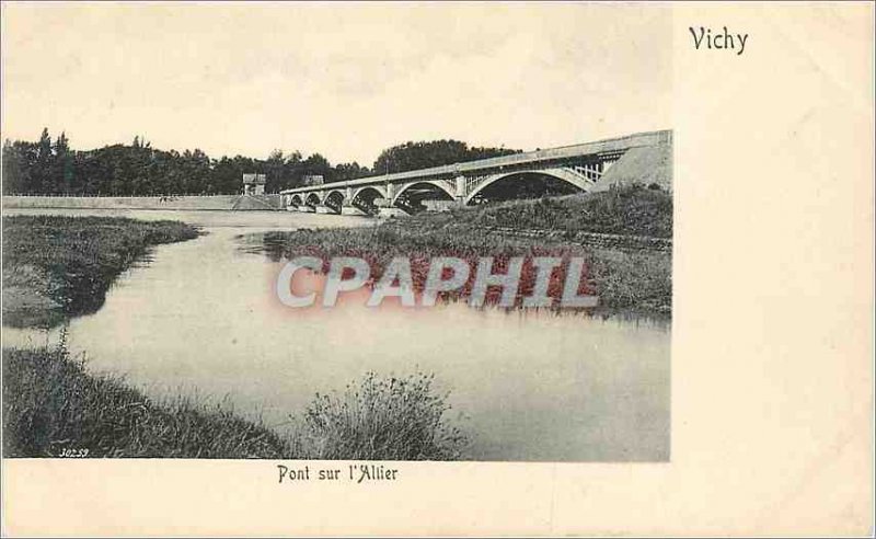 Postcard Old Bridge Vichy Allier (map 1900)