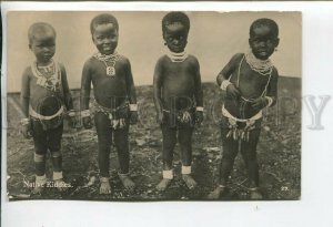 460805 South Africa 1929 african boys with decorations Vintage photo RPPC