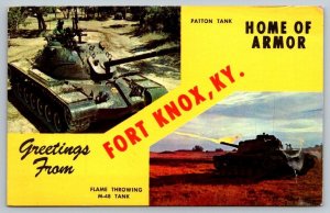 Large Letter Greetings From Fort Knox Kentucky US Army Armor   Postcard  1966