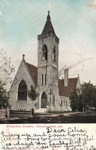 Vintage Postcard 1906 Episcopal Church Religious Stevens Point Wisconsin W.I.