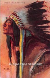 Chief Eagle Feather by L Peterson Indian Unused 