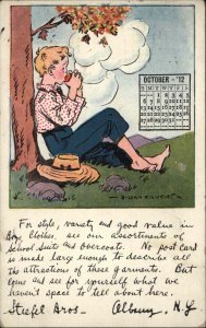 Kilvert Boy Eats Apple Under Tree Albany NY Stiefel Bros Advertising 1912 PC