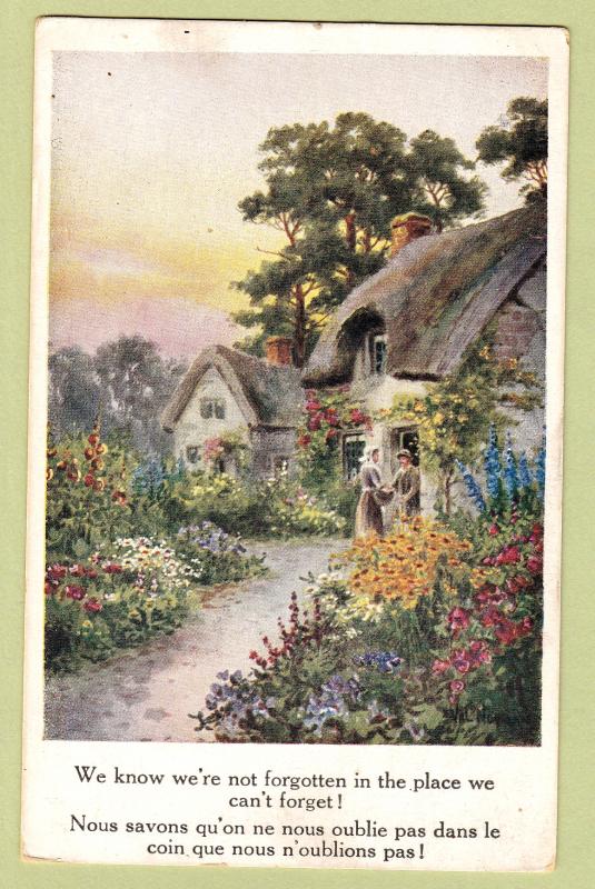 Scenic Country Cottage Vintage Postcard, White Border