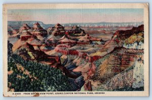 1947 From Grand View Point Grand Canyon National Park AZ Fred Harvey Postcard