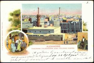 egypt, ALEXANDRIA, Panorama, Pompey's Pillar, Multiview (1901) Stamp