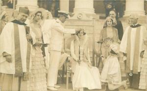 Columbia Broadcast Radio Event Sailor crowing woman 1920s RPPC Postcard 3550