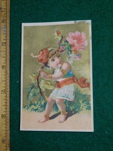 1870s-80s Merry Christmas F W Williams Toys Cherub Victorian Trade Card F36