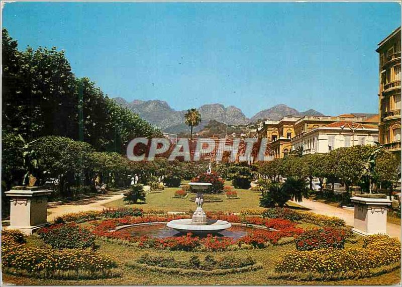 Postcard Moderne Menton The Public Garden and the St. Agnes Mountains