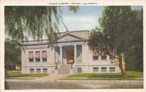 Public Library, Colton, California, Early Postcard, Unused