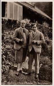 Hugh Walpole & JB Priestly at Brackenburn England UK Unused RPPC Postcard H44