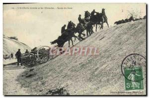 Old Postcard L & # 39Artillerie Montee And Exit Barriers Du Fosse Horses Mili...