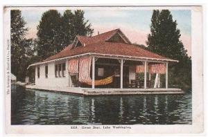 House Boat Lake Washington Seattle 1910 postcard