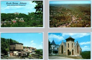 4 Postcards EUREKA SPRINGS, Arkansas AR ~ Birdseye, Hotel, Church, Aerial View
