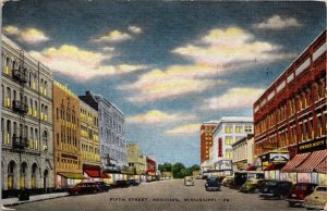 Vtg 1940s Fifth Street View Woolworth Sears Cars Meridian Mississippi Postcard