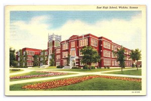 Postcard East High School Wichita Kansas c1942 Postmark