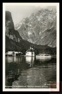 Koenigssee. St Bartholomä with the Watzmann east wall, Germany