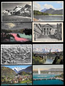 Postcard Tour of Switzerland (136) postcards Unused & Used Fresh c1900s-1930s