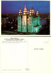 Night View of Latter Day Saints Mormon Temple, Temple Square, Salt Lake Cit...