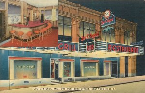 Postcard 1940s New York City Kosher Jewish restaurant Night Interior NY24-3113