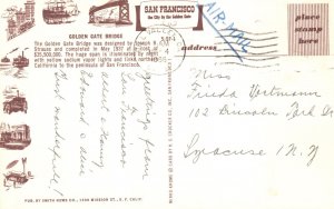 Vintage Postcard 1966 Golden Gate Bridge Northern California To San Francisco CA