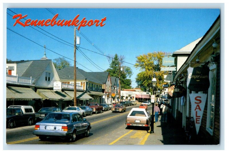 c1950's Shops And Restaurant Cars View Kennebunkport Maine ME Vintage Postcard 