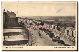 Old Postcard Cayeux Sur Mer Beach and cabins overlooking Ault