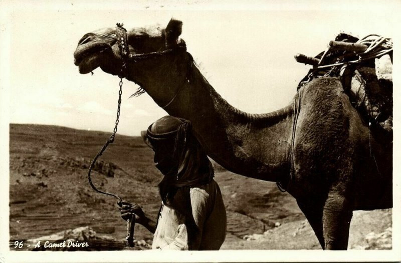 iraq, A Camel Driver (1950s) Eldorado Studio RPPC Postcard