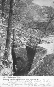 Postcard 1907 Tennessee Chattanooga Walkway Sunset Rock Lookout 22-13075