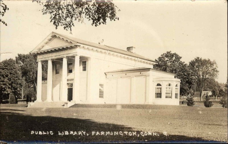 Farmington CT Public Library Eastern Illus Real Photo Vintage Postcard