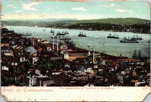 Greetings from Constantinople Top-Hane and Bosphere Turkey Postcard UND