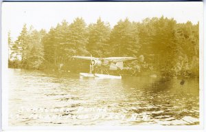 Derry NH Schneider Plane Island Pond Pontoons Real Photo RPPC Postcard