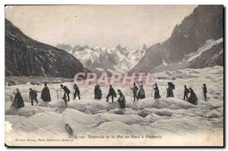 Postcard Old Traversee of the Mer de Glace in Chamonix