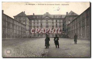 Old Postcard Bourges Interior of the barracks Conde Army Infantry