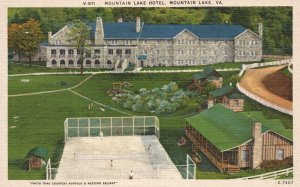 Vintage Postcard Front View Greenfield Mountain Lake Hotel Building Virginia VA