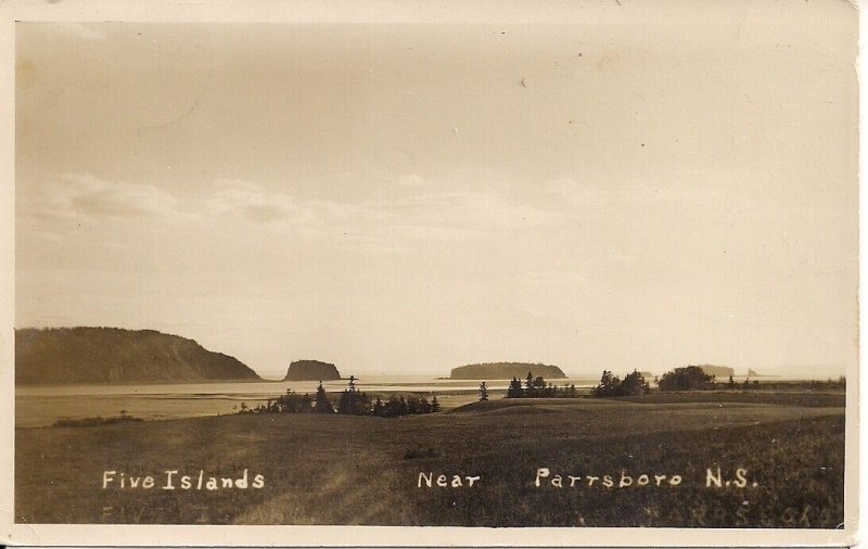 RPPC Parrsboro NS CANADA Five Islands 1940? Coastal Real Photo View, Nova Scotia