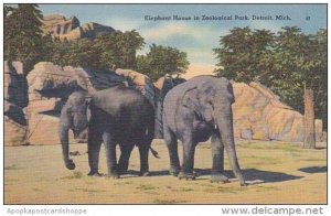 Michigan Detroit Elephant House In Zoological Park 1946