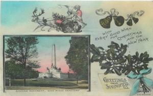 C-1910 Springfield Illinois Christmas New Year hand colored postcard 11358