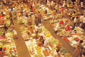 BR99291 an early morning market scene in kota baru malaysia types folklore