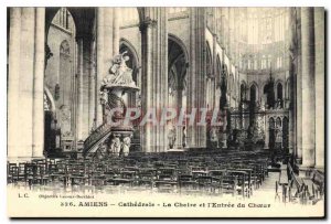 Old Postcard Amiens Cathedral Chair and the entrance to the Choir