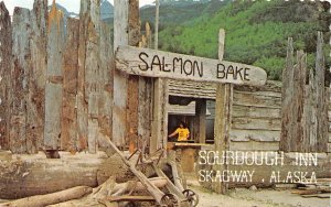 Skagway, AK Alaska  SOURDOUGH INN SALMON BAKE~Skeeter Mayer  ROADSIDE  Postcard