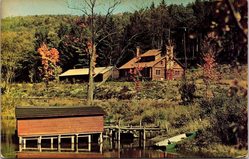 Fernleigh Sugar House Cooperstown NY New York Dock Old Boat VTG Postcard UNP 