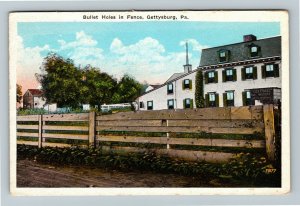 Gettysburg, PA-Pennsylvania, Bullet Holes In Fence, Vintage Postcard