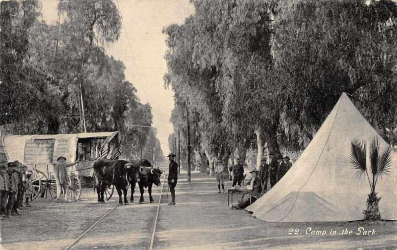 Ontario California Camp in the Park Ezera Meeker Oregon Trail Postcard J81067