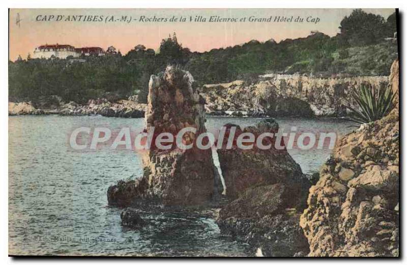 Postcard Old Antibes Rochers De La Villa Eilenroc And Grand Hotel Du Cap